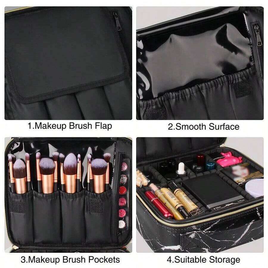 Marble Waterproof PU Cosmetic Storage Professional Handbag Travel Desktop Organizer Toiletry Makeup Bag Y260206