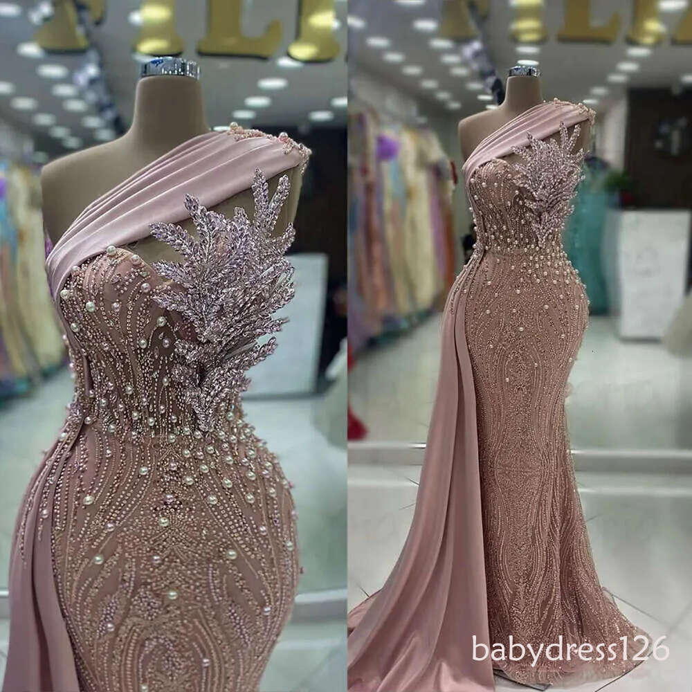 Evening Dresses Sleeveless Pearl Sequins Applique Party Prom Dress Robe De Custom Made