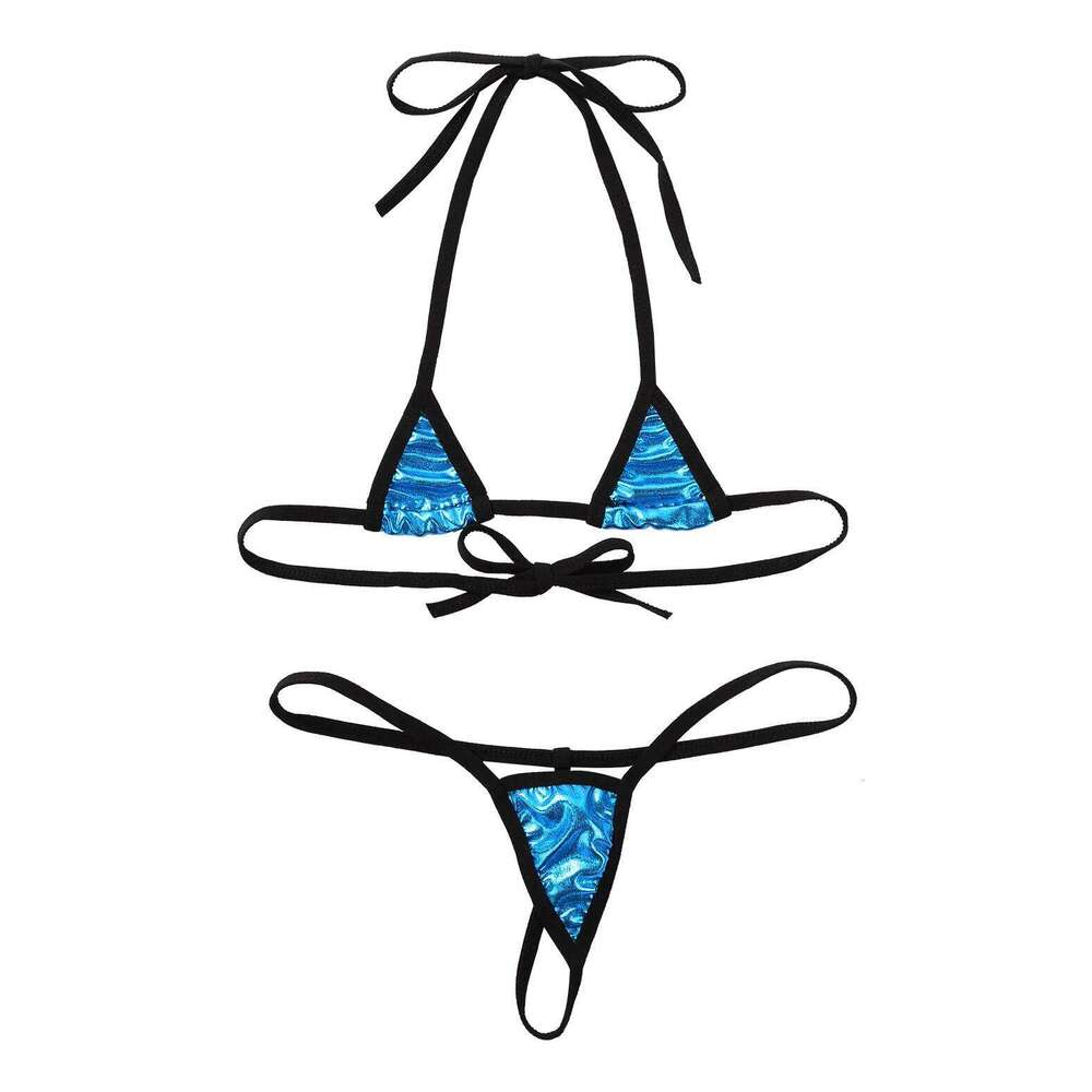 Women's Two Piece Micro Sexy Swimwear Halter Bra String Tanga Set Mini Triangle Bikini Swimsuit Lingerie XJ260206