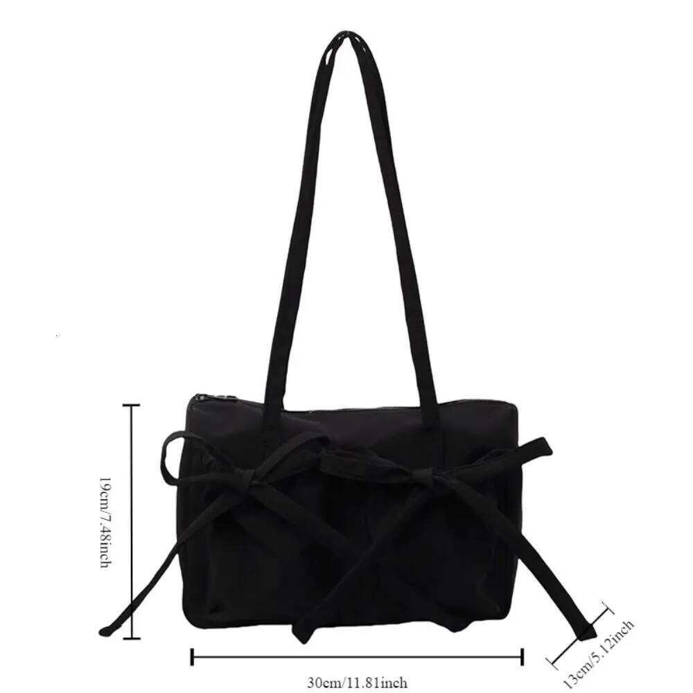 Fashion Casual Tote Zipper Closure Large Capacity Lightweight Nylon Bow Shoulder Bag Women Y260205
