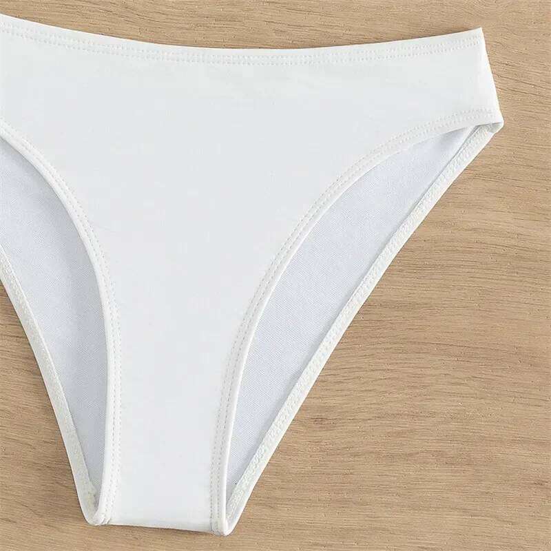 Sexy 3D Flower White Bandeau Bikini High Waist Swimwear 2025 Women Push Up Swimsuits Bathing Suit Bikinis Sets De Mujer Bathers XJ260206