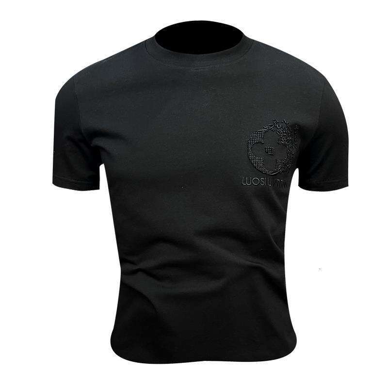 High-Quality 2026 Summer New Round Neck T-Shirt Hot-Selling Short Sleeve Mercerized Cotton Embroidered Men's Clothing
