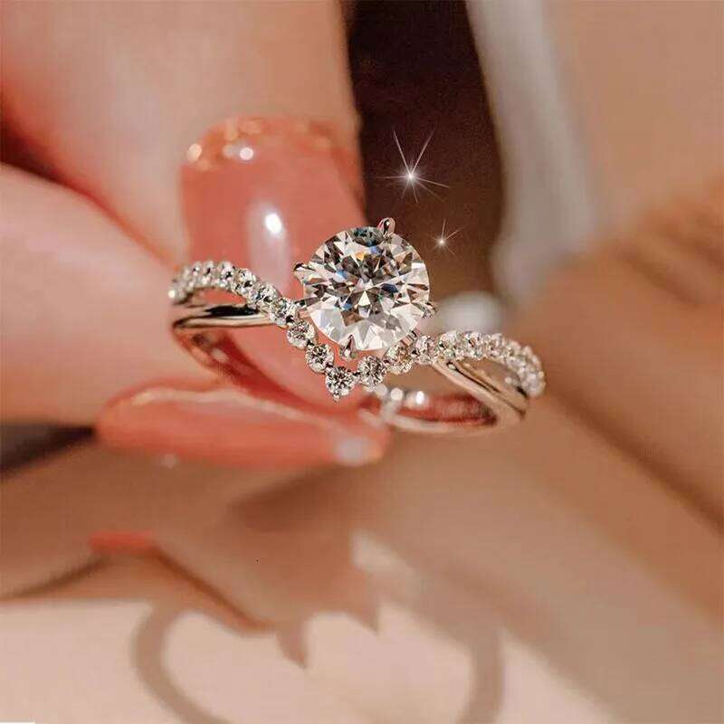 Korean Luxury Zircon Couple for Women Men Silver Plated Love Forever Heart Adjustable Open Ring Wedding Anniversary Jewelry W260206