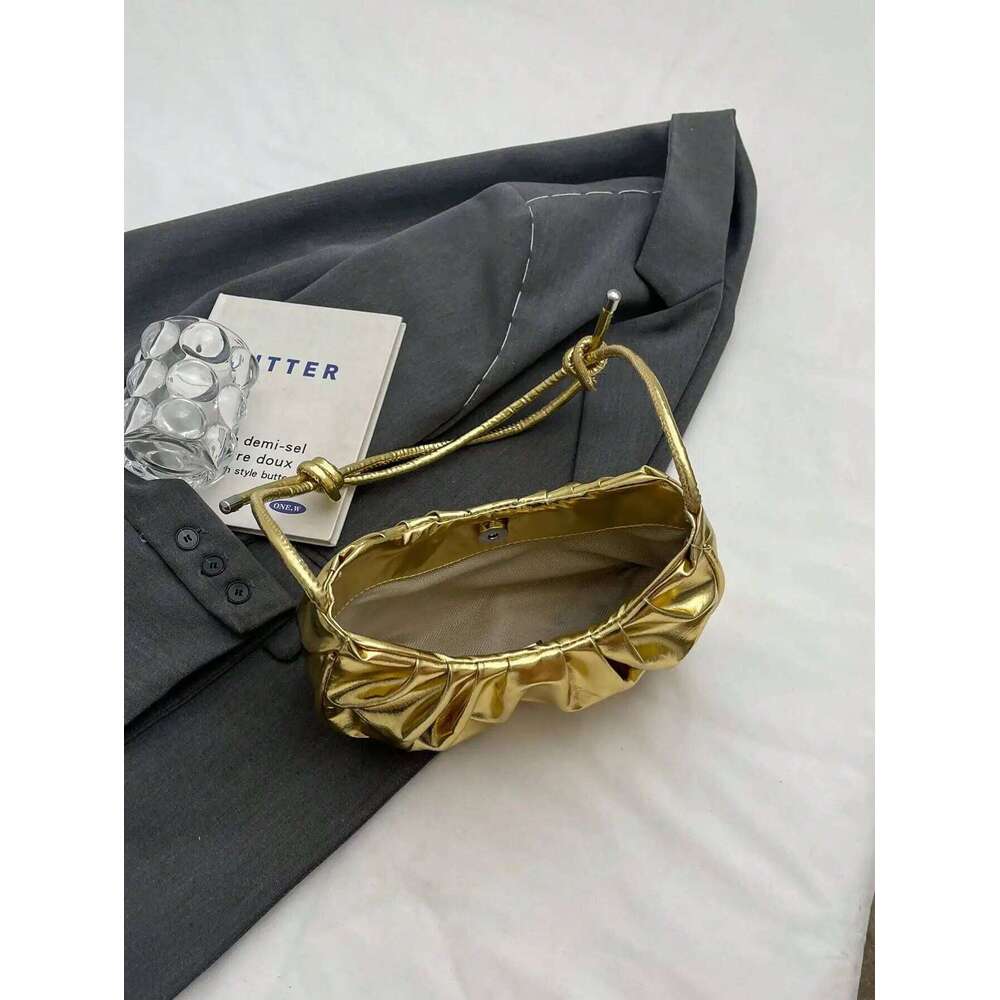 Fashion Classic Solid Color Pu Hobo Waterproof Fabric Pleated Design Underarm Spice Girl Style Shoulder Bag Y260205