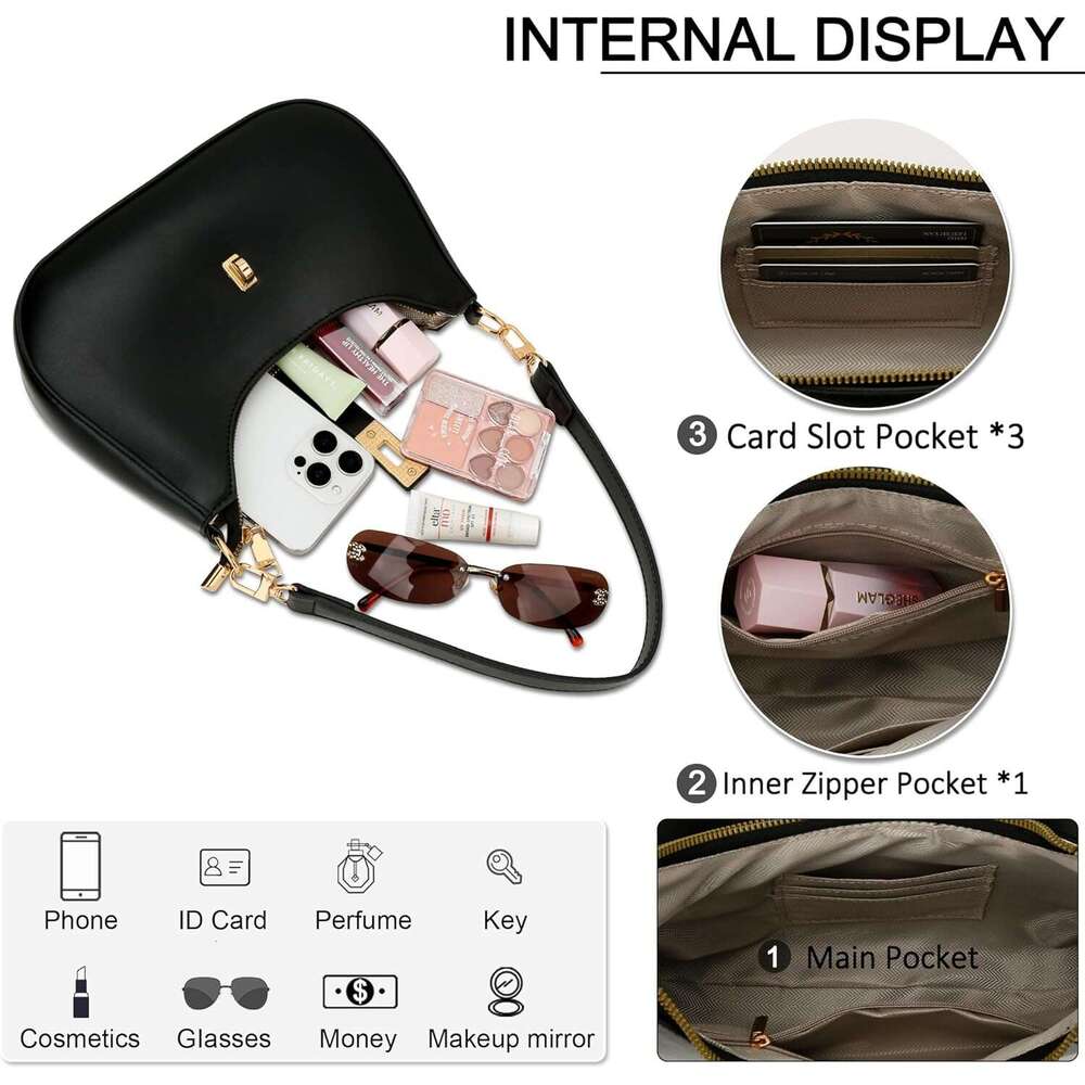 Shoulder Bag For Women Cute Hobo Handbag And Vegan Leather Retro Small Clutch Purse With Zipper