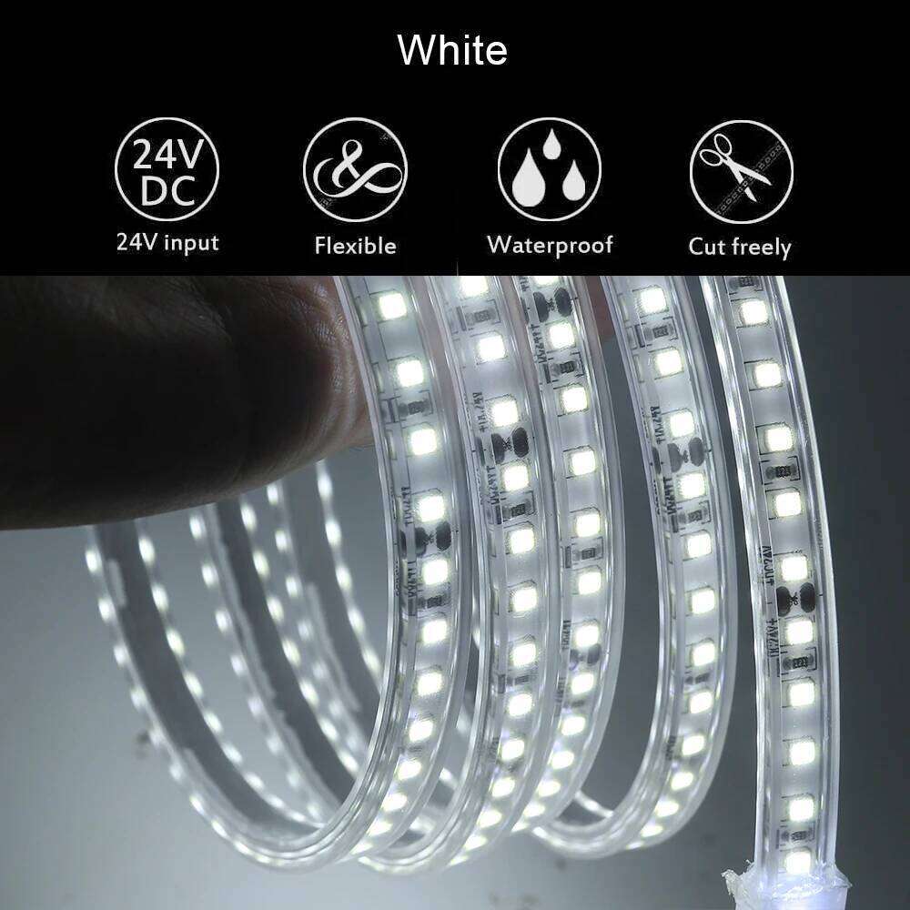 DC 12V 24V LED Strip Waterproof IP67 SMD 2835 120LEDs/M Warm Natural White Flexible Ribbon Tape Rope Lights Z260206