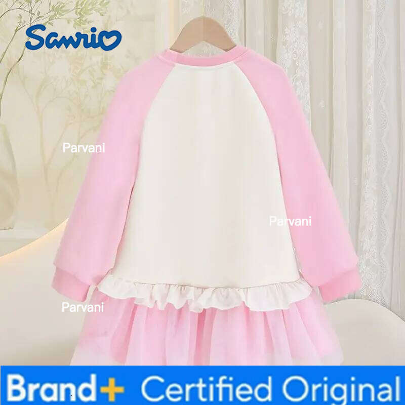 Sanrio Anime Hello Kitty girls' fleece hooded sweater princess dress long-sleeved top children's autumn and winter warm jacket H260206 - view 3