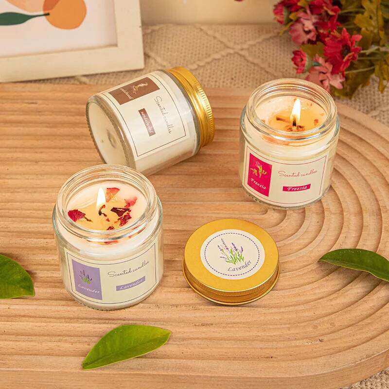 Soybean wax creative transparent glass jar aromatherapy candle fragrance S260205