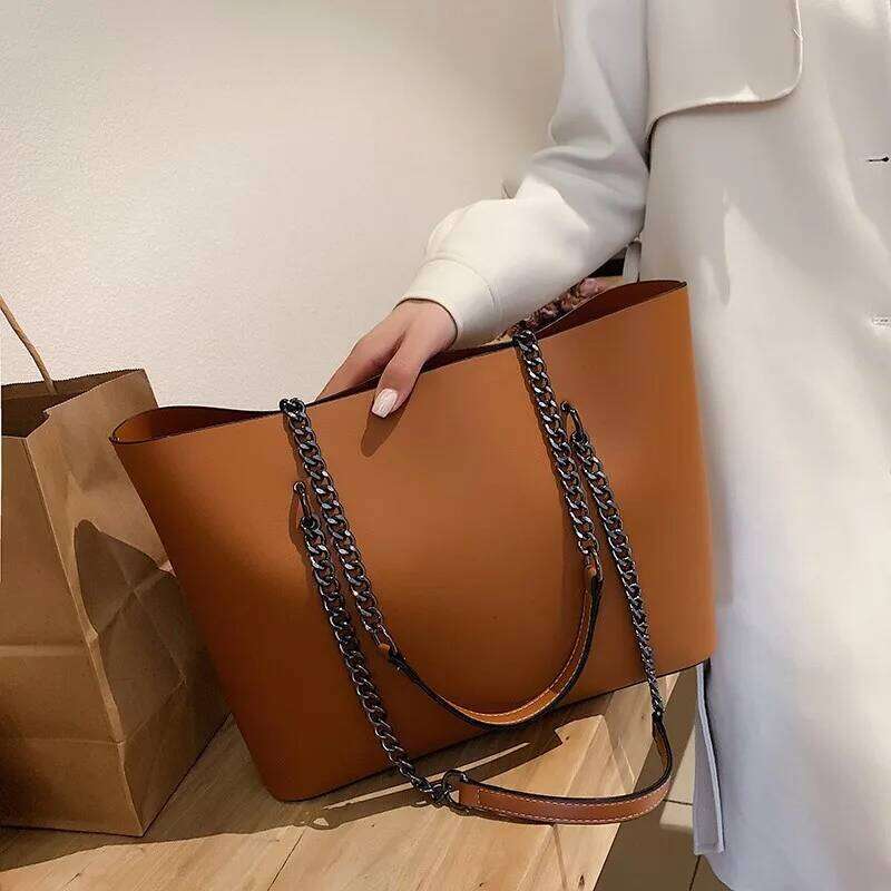 Casual Handbags Women Bags Designer Chain Shoulder PU Leather Ladies Handbag Large Capacity Tote Bag Sac A Main Y260205