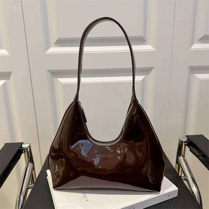 Solid Color Synthetic Leather Shoulder Underarm Retro Versatile Women Bag, Fashionable Daily Use Chic Handbag Purse Y260205