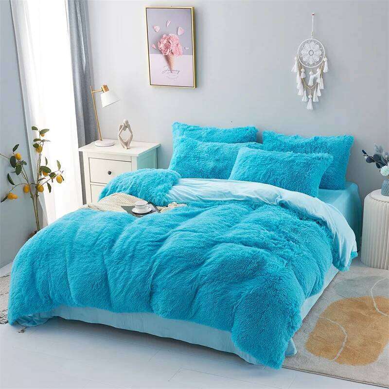 3 Piece Deluxe Winter Thickened Plush Duvet Cover Pillowcase Dormitory Bedding for Single and Double Beds XJ260206