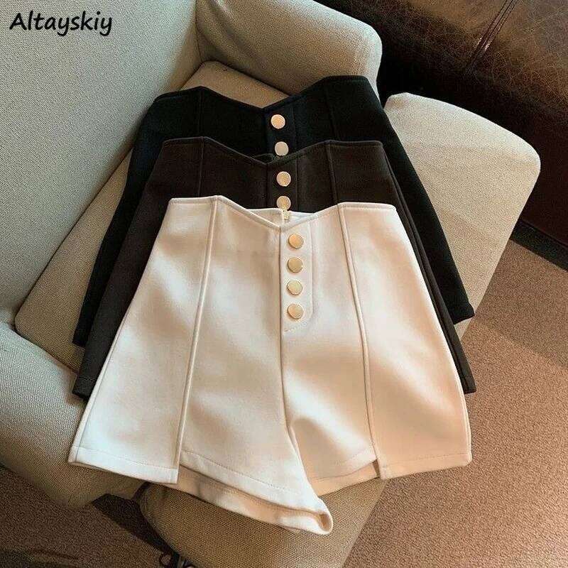 Hot Sale Shorts Women Vintage Black Slim Summer Chic Solid All-match Ladies Clothing Stylish High Waisted Trouser XS-5XL H260206
