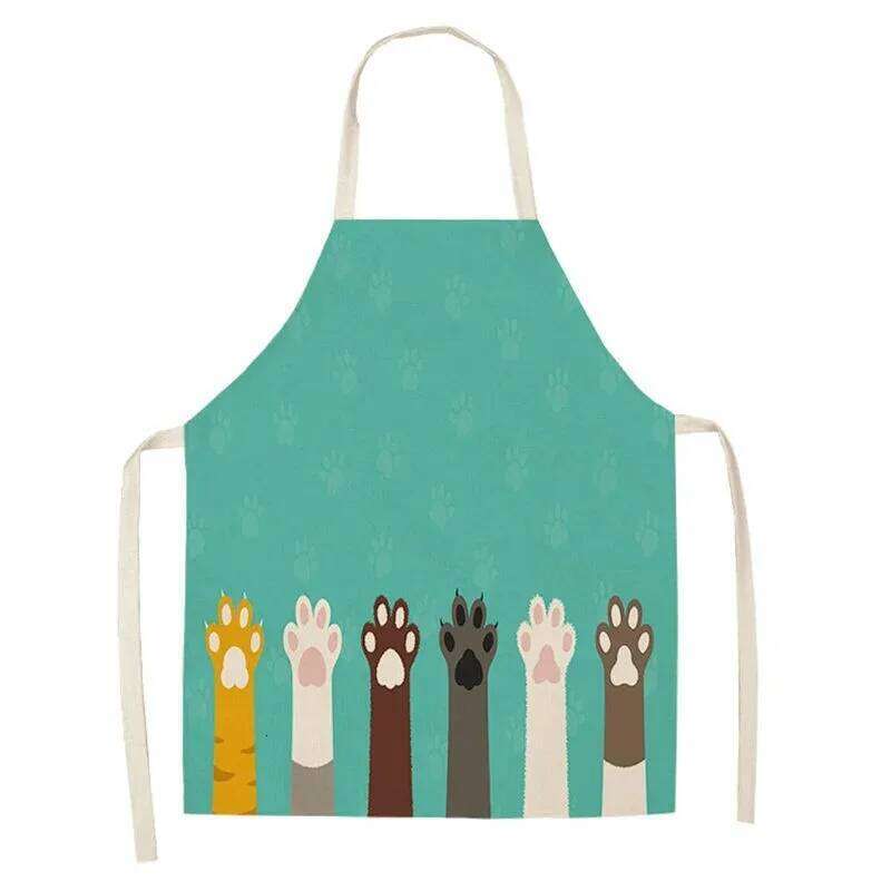 Cute cartoon cat baking women's cooking accessories cafe apron men's kitchen bib S260205