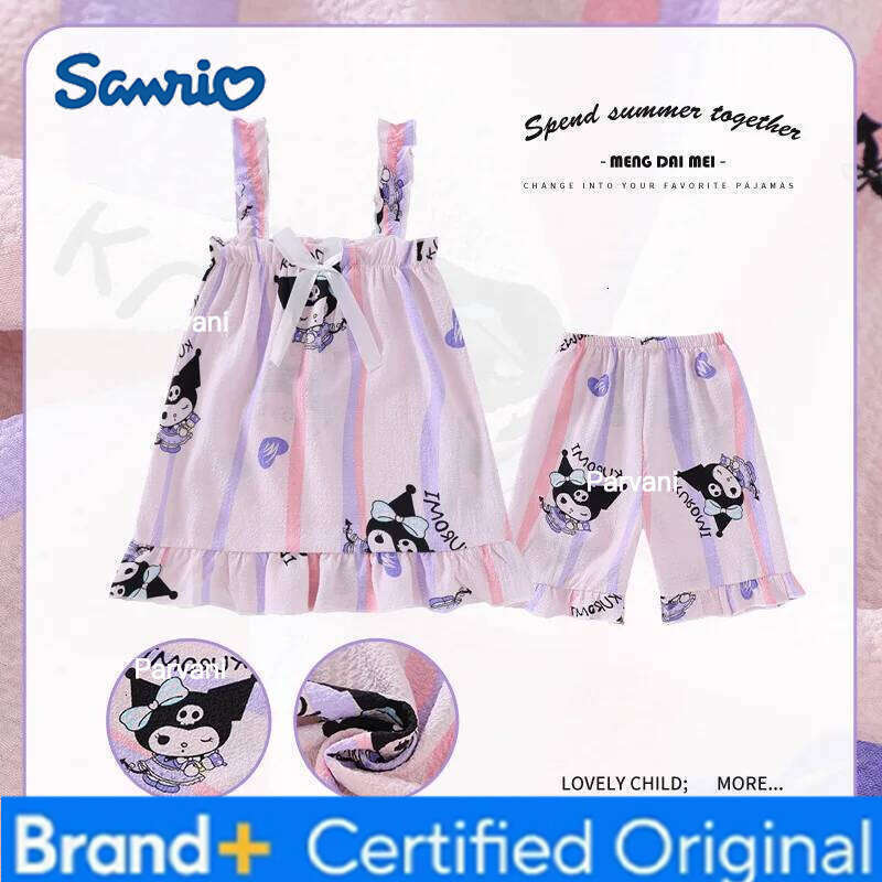 Sanrio Girls Pajamas Summer Style Cute Cartoon Design Loose Thin Comfortable Outdoor Wear Ideal for Home Use H260206 - view 5