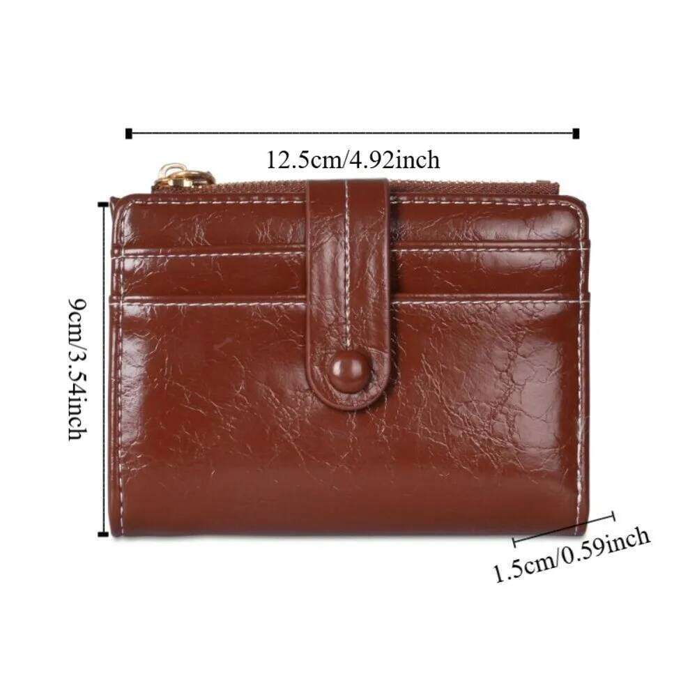 Vintage Retro Women's Multi-function Zipper Pu Short Wallet Ultra Thin Card Holder Coin Purse Daily Y260206