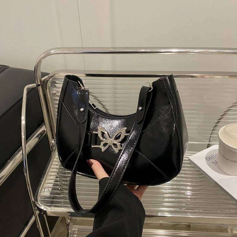 Fashion Butterfly Pu Shoulder Bags for Women Thread Design Versatile Ladies Underarm Bag Simple Female Phone Handbags Purse Y260205
