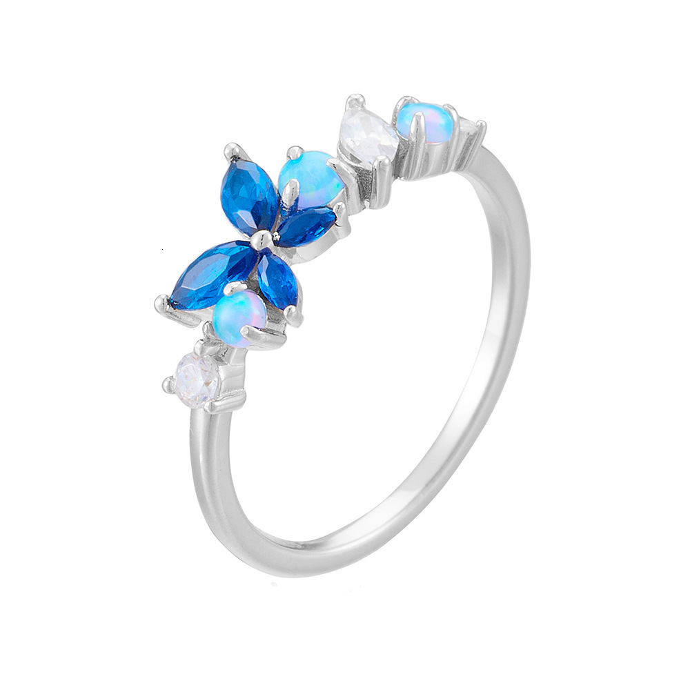 925 sterling silver elegant sophisticated opal butterfly for women, niche design, light luxury style ins ring