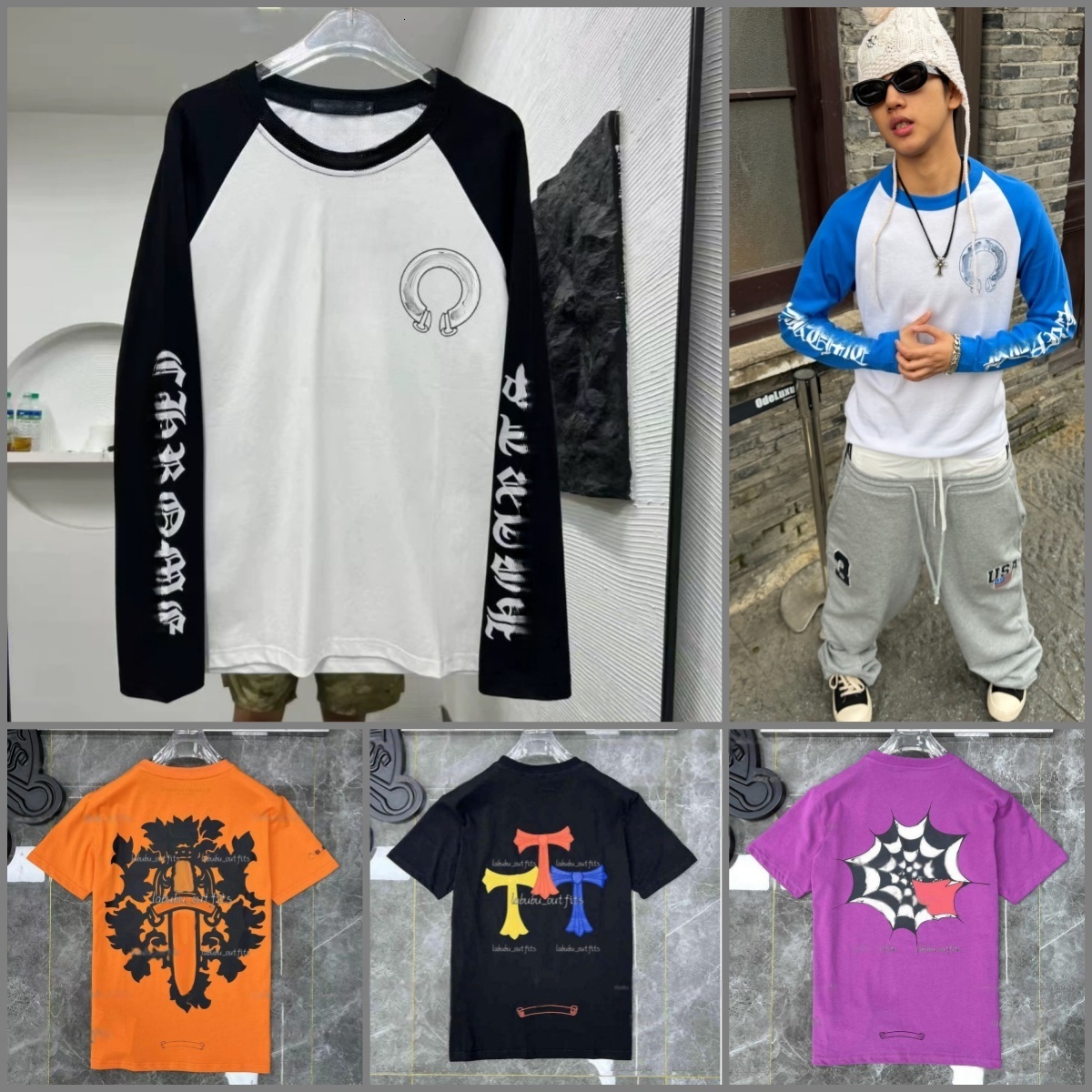 chrome shirt Summer Men T Shirt Printed Fashion Designer Man Chrome Hoodie Cotton Casual Tees Short Sleeve Hip Hop Brand Streetwear Tshirts Men's Clothing tee 62