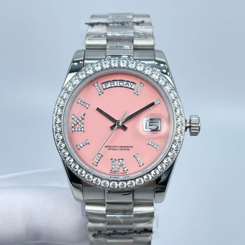 Luxury designer Women's fashion watch Classic Automatic Watch inlaid with colored diamond size 36mm Combination box Christmas gift Free shipping