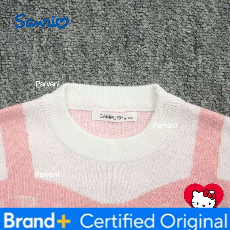 Sanrio Hot Hello Kitty Knitted Dress Kawaii Autumn and Winter Fashion Long Sleeves Student Casual Children Cloth False Two-Piece H260206 - view 4