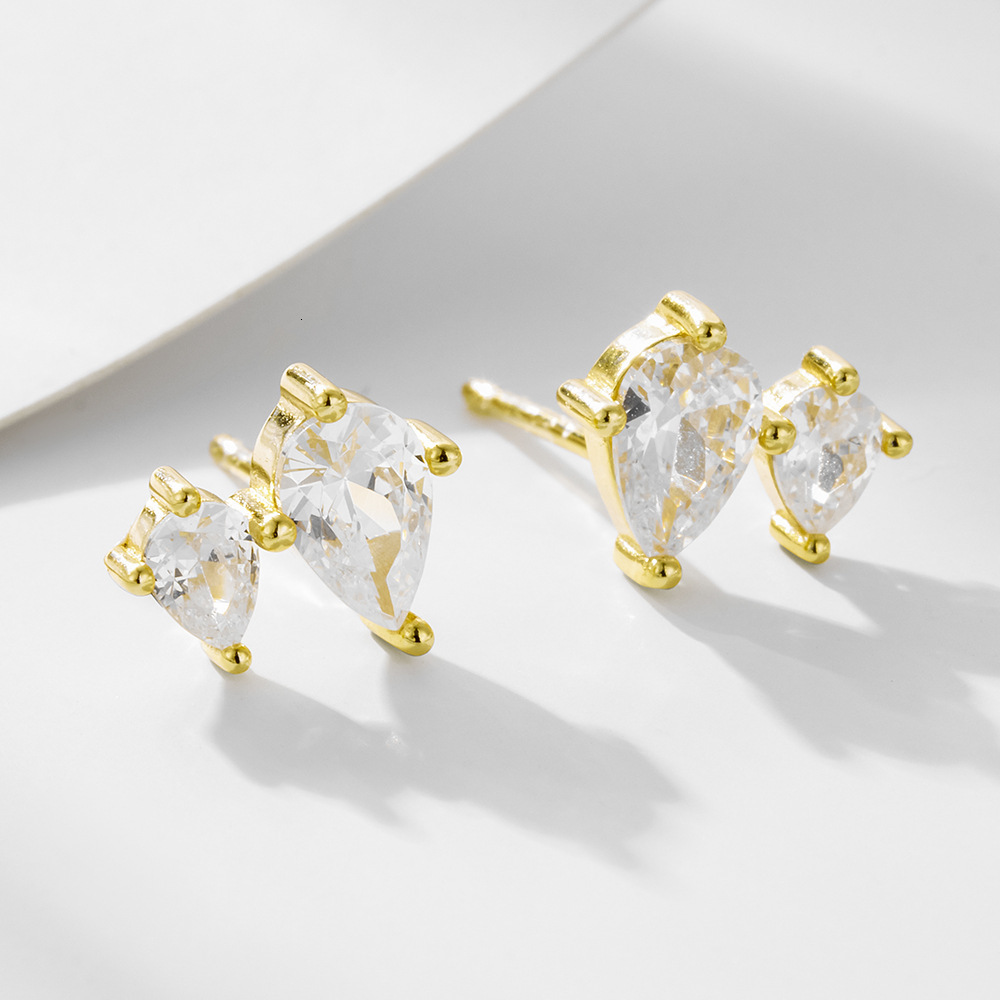 S925 Sterling Silver Water Drop Zircon High-end Niche Ins Fashion Simple Commuting Diamond-studded Earrings for Women