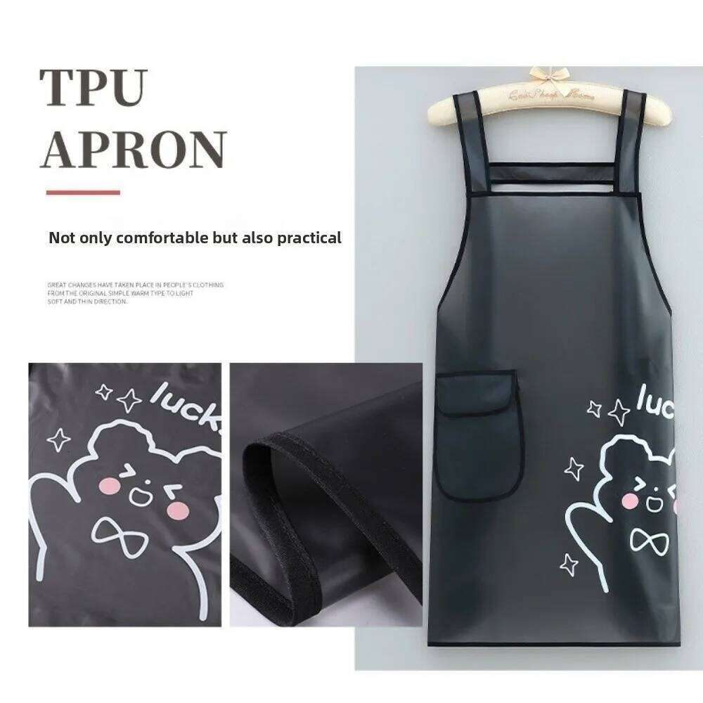 Cartoon Sleeveless Waterproof TPU Dirt-Proof Lightweight Kitchen Apron Transparent Cleaning Aprons Home Use S260205