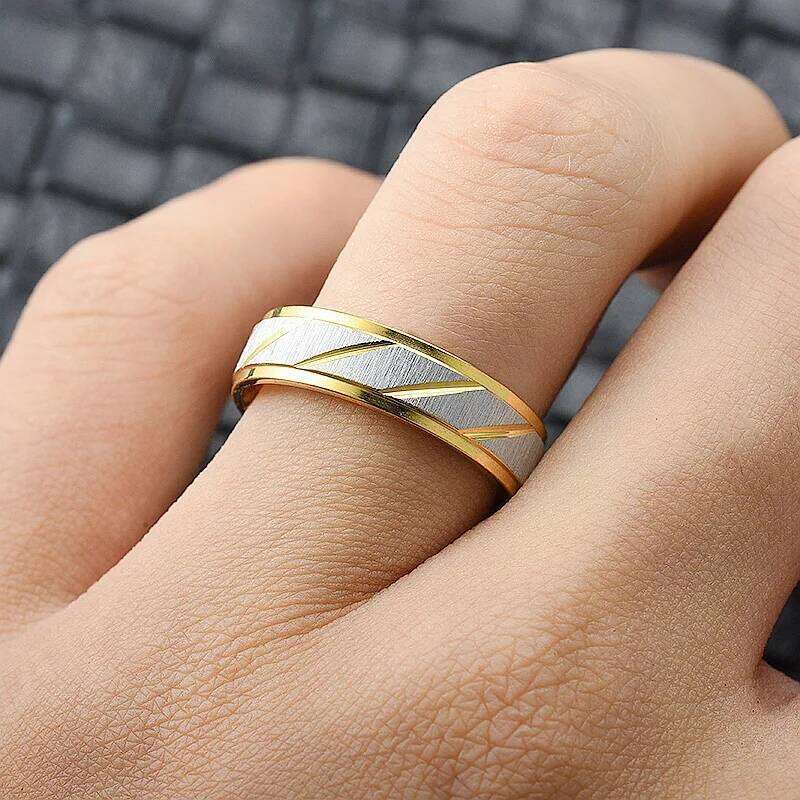 Stainless Steel Diagonal Stripe Couple Rings Wedding Promise Band for Women Men Size 5-13 W260206