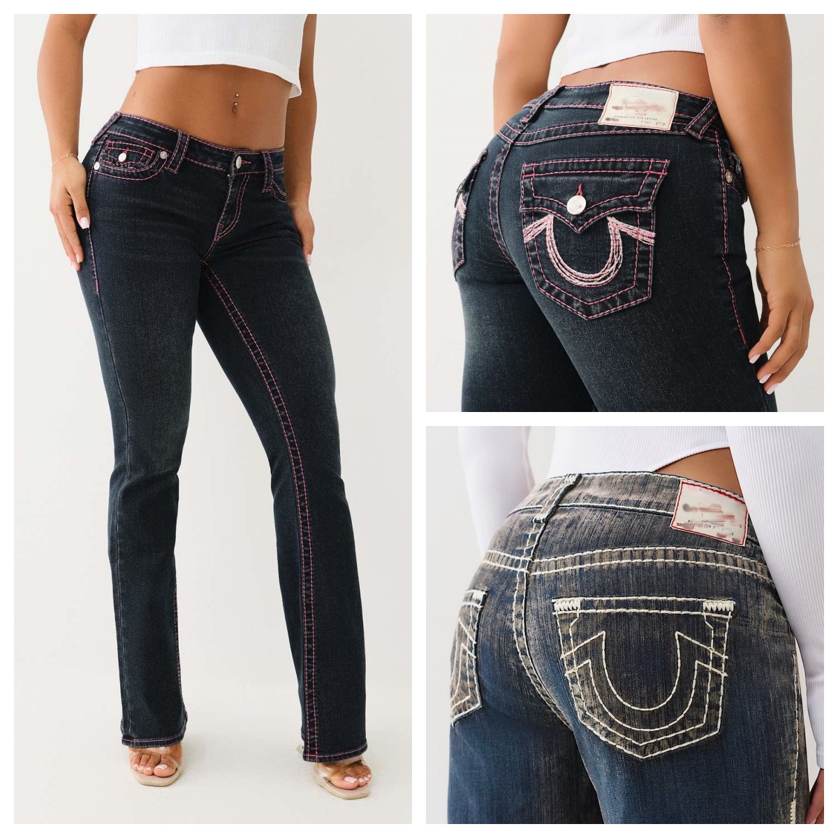 Wholesale Womens Designer Retro Embroidered Jeans Fashion Sexy Low Rise Skinny Vintage Jeans Slim Fit Line Graphic Trendy High Street Denim Pants