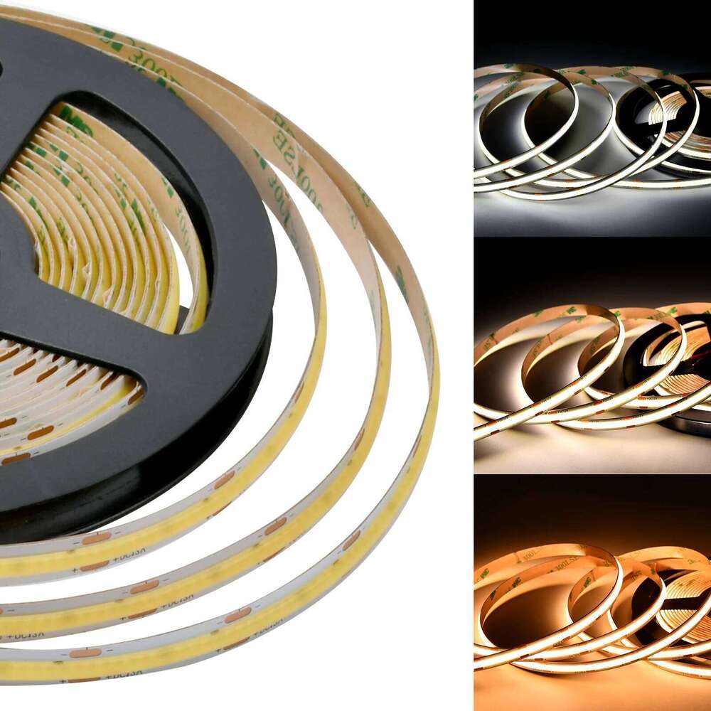 5mm 8mm COB Tape Lights 480LEDs High Density Flexible FOB LED Strip Light Bar Ribbon RA90 Linear Warm White DC12V 24V Z260206