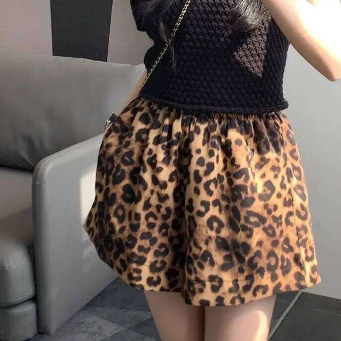 Leopard Casual Women Summer High Waist Loose Shorts XJ260206