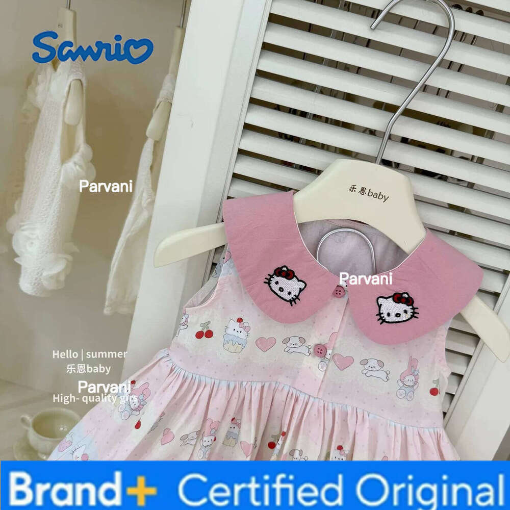 Sanrio Hello Kitty Anime Children Cartoon Princess Doll Collar Kawaii Summer Sweet Fashion Korean Version Dress H260206 - view 3