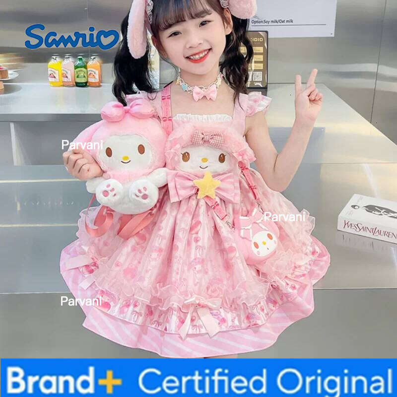 Sanrio Hello Kitty Princess Lolita Dress Soft Cotton For Girls Toddler Baby Children Summer 2024 New Cute Kids Apparel H260206 - view 7