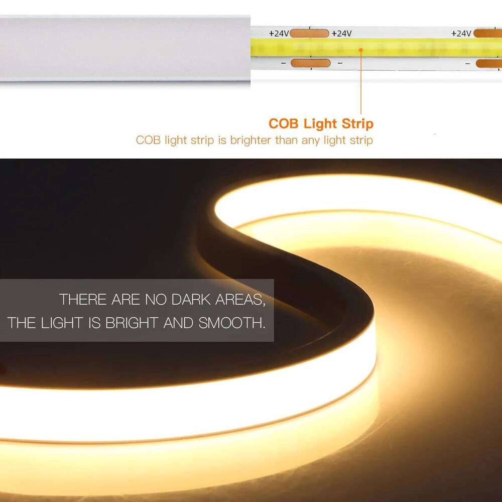 Ultra Bright 24V COB Light LED Strip with PIR Motion Sensor Switch 320leds/m Waterproof Neon Tape Lamp 3000K 4000K 6000K Z260206