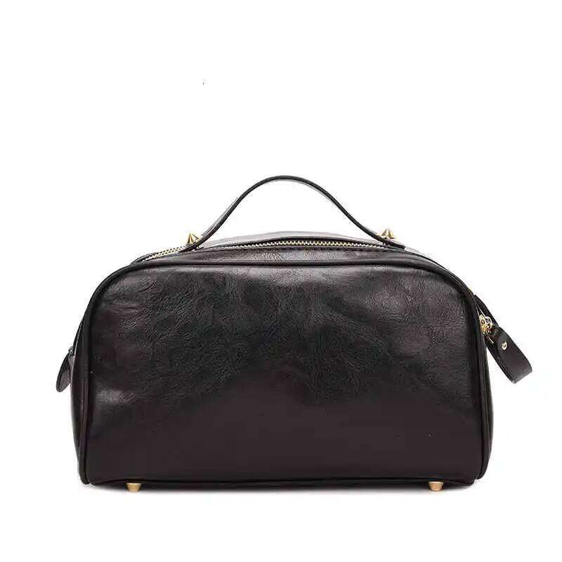 PU Leather New Retro Double Zipper Portable Premium Sense Capacity Toilet and Carry Large Makeup Storage Bag Y260206
