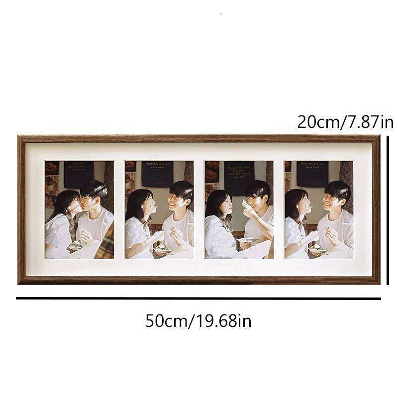 - 8x20 Photo With Mat Display 4Pcs Photos, 4x6 Picture Frame Wood S260205