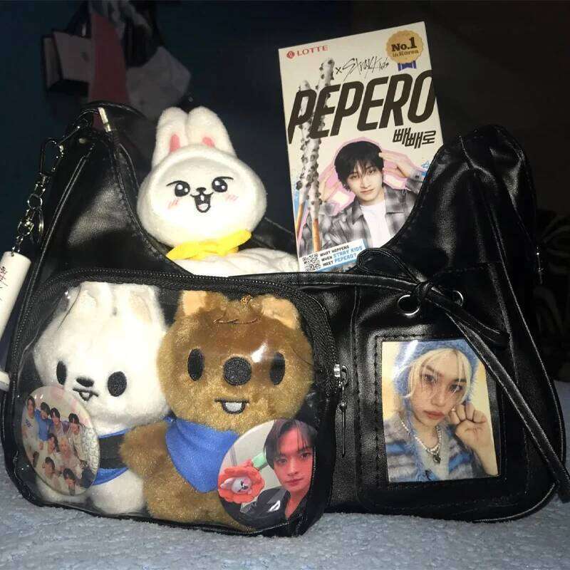 Girls DIY Women Y2K Harajuku Bags Korean Transparent Ita Bag School Crossbody Anime Display Plate Handbag Toy Y260205