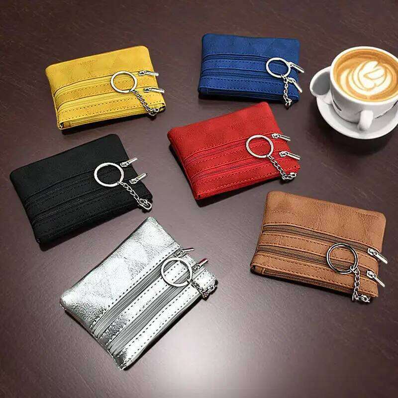Women's Double Layer Zipper Purse Fashion Key Mini Coin Bag Portable Simple Keychain Small Wallet For Girl Y260206
