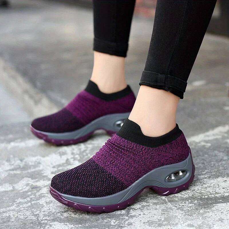 2025 Summer Knitting Sock Flat Casual Breathable Sneakers Flats Walking Shoes for Women