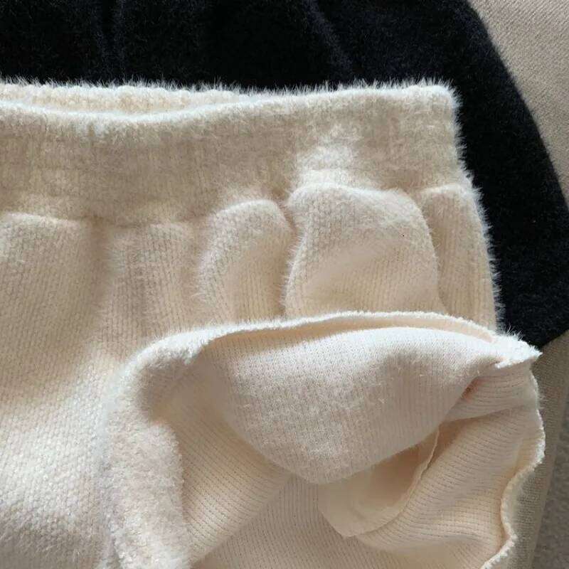 High Waist Shorts Women Solid Soft Fluffy Korean Fashion Wide Leg Trousers Y2k Harajuku Temper Streetwear Summer Cleanfit Ins H260206