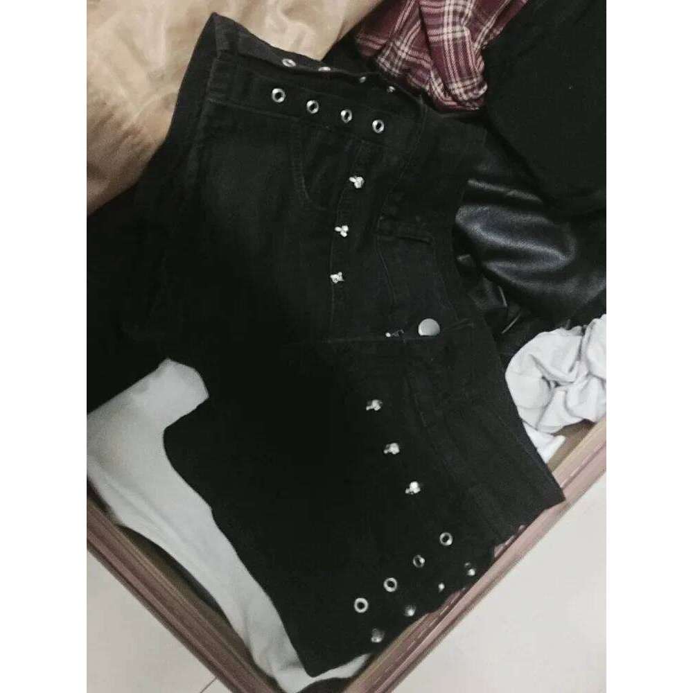 Black Denim Shorts for Women Skinny Bandage Design Y2k Sexy Girls Tender Low Waist Vintage American Style All-match Fashion Ins H260206