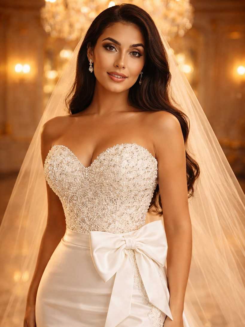 Bride Wedding Dress 2026 Customized Pearls Sweetheart Sleeveless Sweep Train Mermaid Bridal Gown with Detachable Train