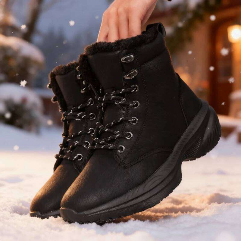 Winter Thick Women's Snow Platform Non-slip Warm Fur Ankle Plush Outdoor Hiking Motorcycle Boots Casual Female Shoes