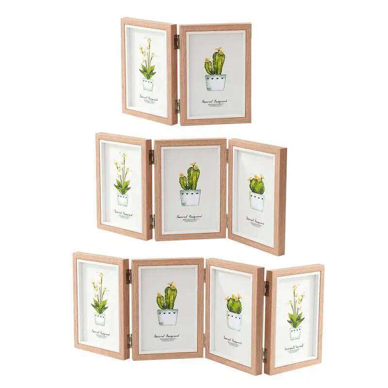 Rustic Triple Family Picture Hinged Folding Collage Frame 4x6 Three Opening Photo S260205