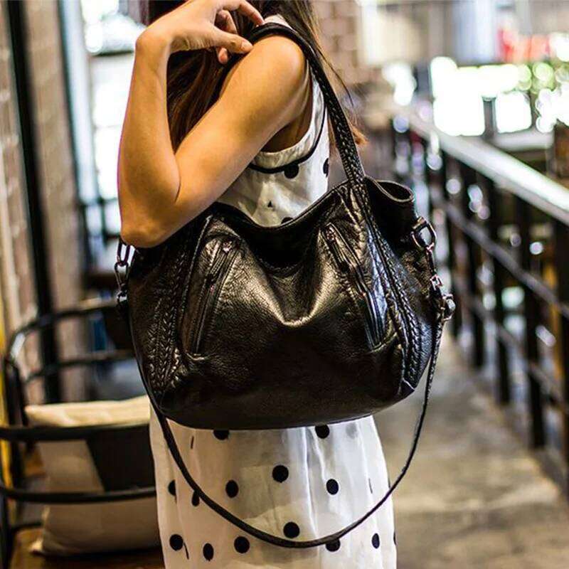 2025 New Woven Single Shoulder Crossbody Bag; Women's Soft Leather Handbag; Bucket Tote Bag Y260205