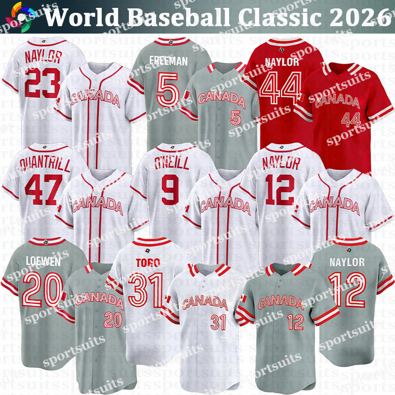 Team Canada Baseball Jerseys 2026 World jersey Classic Freddie Freeman Otto Lopez Denzel Clarke Jacob Robson Tyler O'Neill Abraham Toro Cal Quantrill jerseys