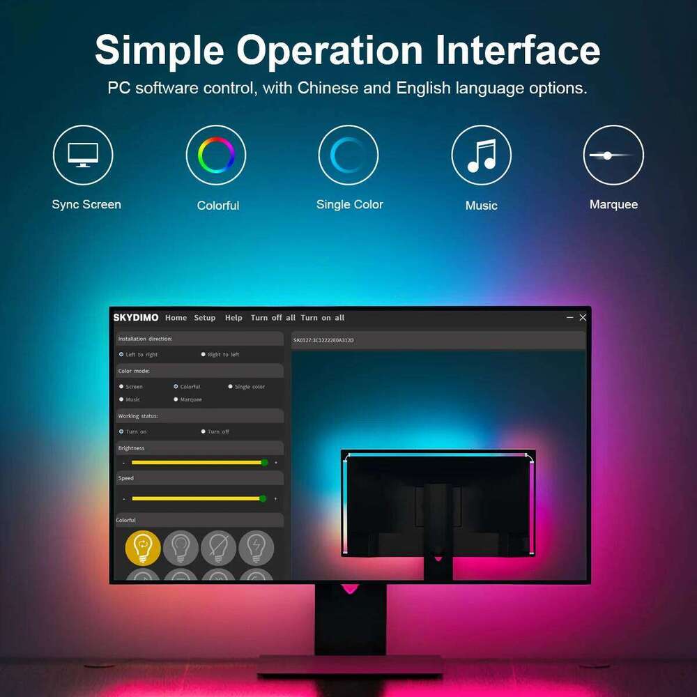 RGBIC Computer Display Screen Ambient Light USB LED Strip PC Gaming Backlight Decor For 24/27/32/34/49 inch monitor Z260206