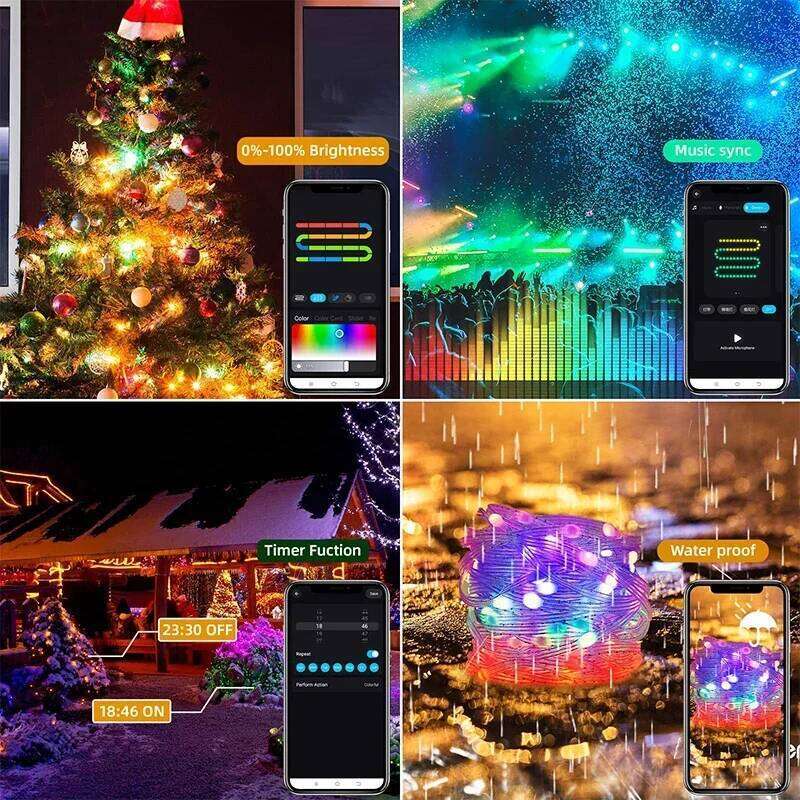WS2812B Led String Christmas Tree Lights 5m/10m BT Music App Control RGBIC Dreamcolor Addressable Party Decoration USB DC5V Z260206