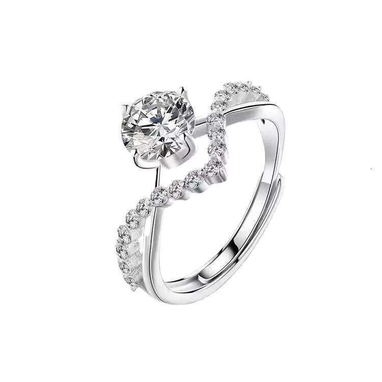 Factory Wholesale High Quality Crown Love 925 Silver Fashion Jewelry Adjustable Moissanite Engagement Charm Ring Women