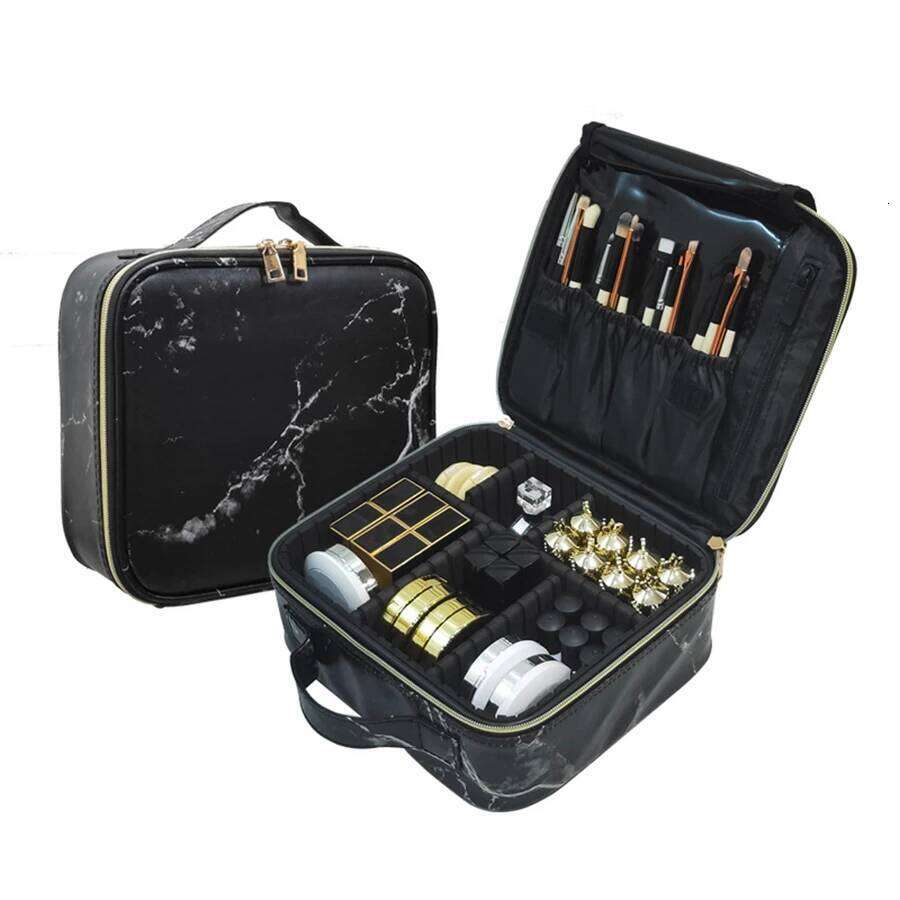 Marble Waterproof PU Cosmetic Storage Professional Handbag Travel Desktop Organizer Toiletry Makeup Bag Y260206