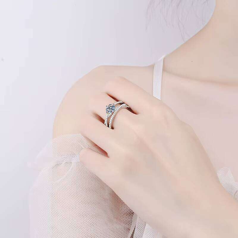 Wz029 Fine 1Carat D Color VVS Plated Platinum 925 Sterling Silver Jewelry Moissanite Wedding Engagement Ring For Women